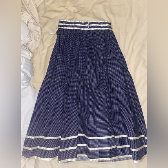 Navy & White polka dot Midi skirt (very high waist) - size M - Picture 2 of 5